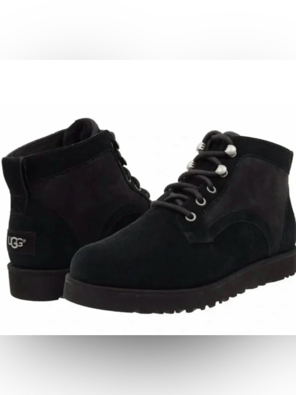 UGG Bethany Slim Lace Up Ankle Boots Black Suede Water Resistant Size 6